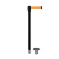 Montour Line Retractable Belt Removable Stanchion, 2ft Black Post  9ft. Fl.Org Belt MX530R-BK-FOR-90